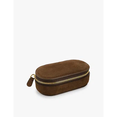 Monica Vinader Mini Oval Suede Jewellery Box In Brown
