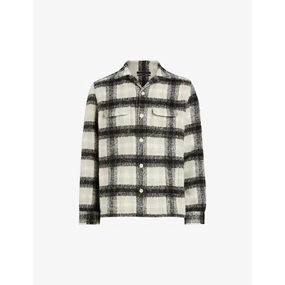 Allsaints Lapse Plaid Fleece Overshirt In Black/grey