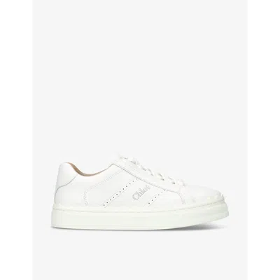 Chloé Lauren Leather Sneakers In White