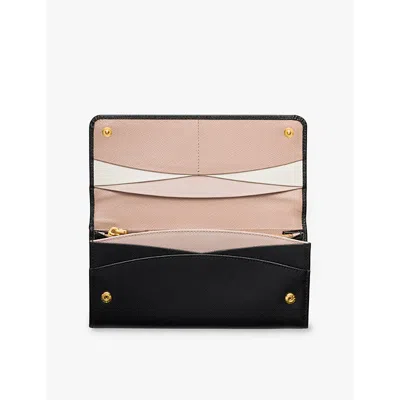 Prada Womens Black Brand-plaque Large Saffiano Leather Wallet In Black