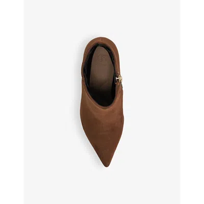 Dune Womens Dark Tan Suede Obsessively Pointed-toe Suede Heeled Ankle Boots In Dark Tan Suede