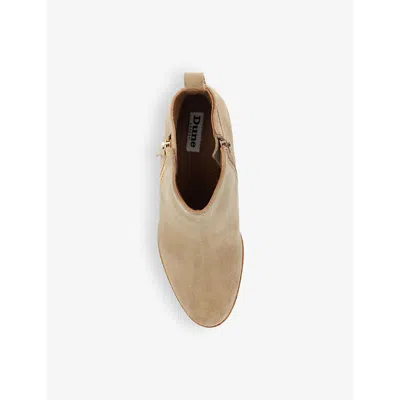 Dune Womens Taupe Suede Paicing Pointed-toe Suede Heeled Ankle Boots In Taupe Suede