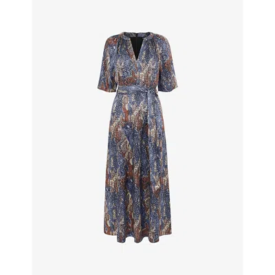 Whistles Womens Multi-coloured Marlow Snakeskin-print Woven Midi Dress In Multi-coloured