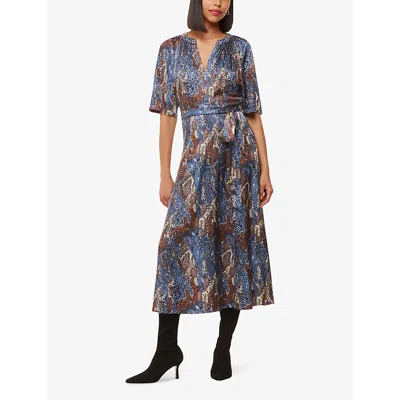 Whistles Womens Multi-coloured Marlow Snakeskin-print Woven Midi Dress In Multi-coloured