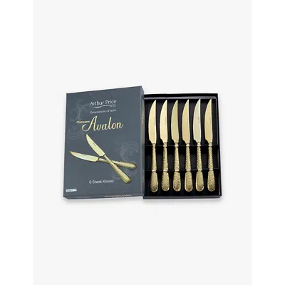 Arthur Price Champagne Avalon Set Of Six Pvd-coated Stainless-steel Steak Knives In Champagne