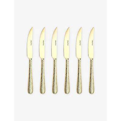 Arthur Price Champagne Avalon Set Of Six Pvd-coated Stainless-steel Steak Knives In Champagne