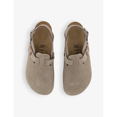 Birkenstock Mens Taupe Tokio Logo-embossed Flat Suede Clogs Eur 43.5 / 9.5 Uk In Taupe