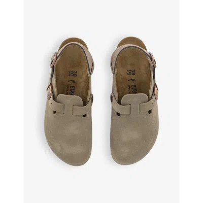 Birkenstock Mule 'tokio' Con Fibbia Sul Fronte E Sul Retro In Taupe Suede