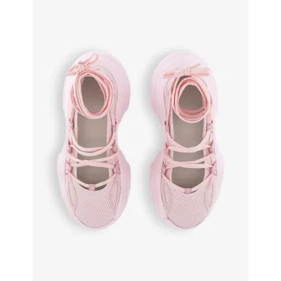 Shop Lazy Oaf Womens Pink Ballet Vegan-leather And Mesh Low-top Trainers