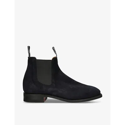R M Williams Ens Navy Craftsman Elasticated-panel Suede Ankle Boots In Navy