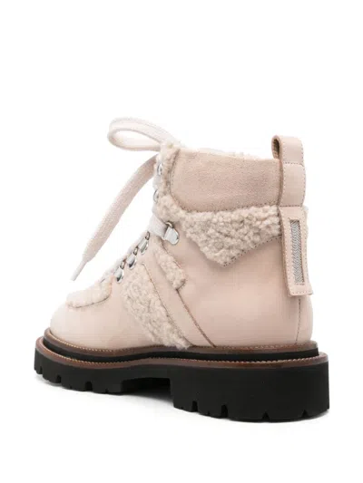 Peserico Leather Hiking Boots In Neutrals