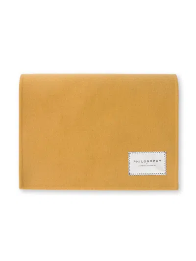 Philosophy Di Lorenzo Serafini Logo Tag Straight-cut Wool Scarf In Yellow