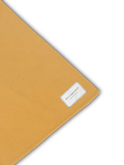 Philosophy Di Lorenzo Serafini Logo Tag Straight-cut Wool Scarf In Yellow