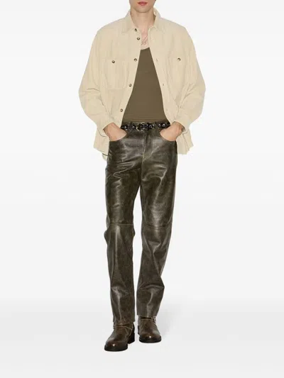 Isabel Marant Nario Cotton Corduroy Button-up Overshirt In Neutrals