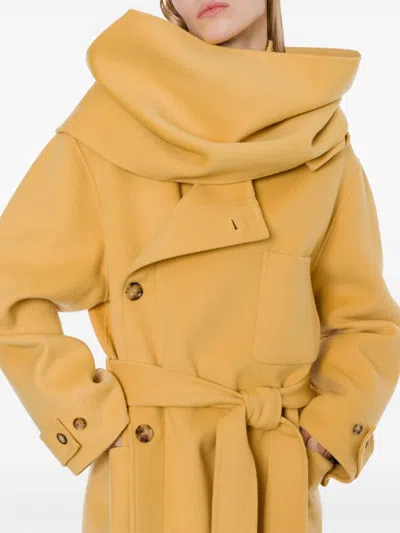 Philosophy Di Lorenzo Serafini Logo Tag Straight-cut Wool Scarf In Yellow