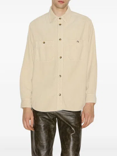 Isabel Marant Nario Cotton Corduroy Button-up Overshirt In Neutrals