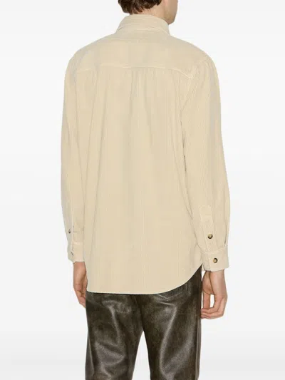 Isabel Marant Nario Cotton Corduroy Button-up Overshirt In Neutrals