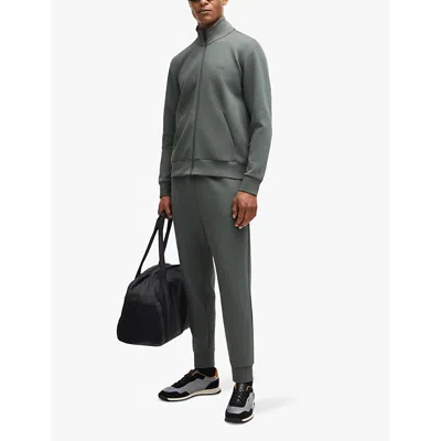 Hugo Boss Slim-fit Jacket With Two-way Front Zip In Light/pastel Grey