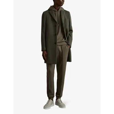 Reiss Sage Green Interlock Jersey Drawstring Joggers In Sage Green