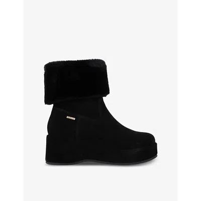 Carvela Womens Black Apres Wedge-heel Suede Ankle Boots In Black