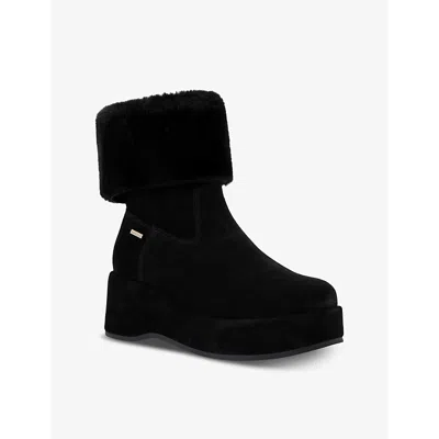Carvela Womens Black Apres Wedge-heel Suede Ankle Boots In Black