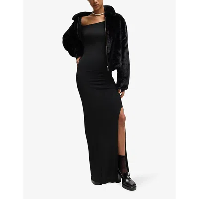 Hugo Boss Off-the-shoulder Dress In Stretch Crepe In Black