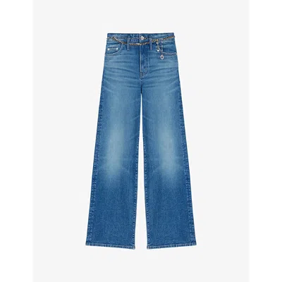 Maje Jeans With Chain-link Belt In Bleus