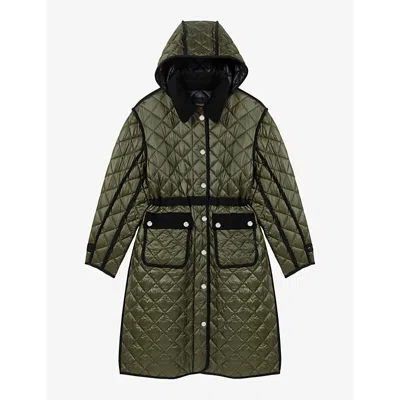 Maje Contrast Quilted Puffer Jacket In Bruns