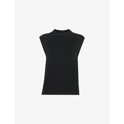Whistles Womens Black Sleeveless Round-neck Wool Sweater Vest In Black