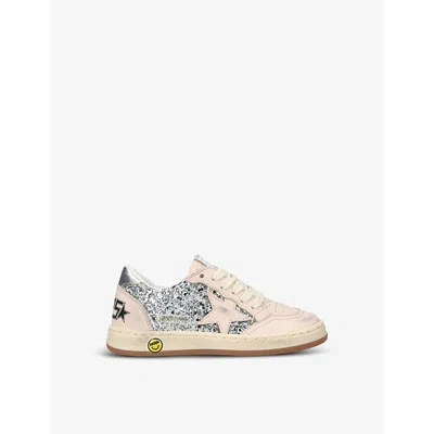 Golden Goose Ball Star Sneakers In Glitter With Silver Metallic Leather Heel Tab In Silver