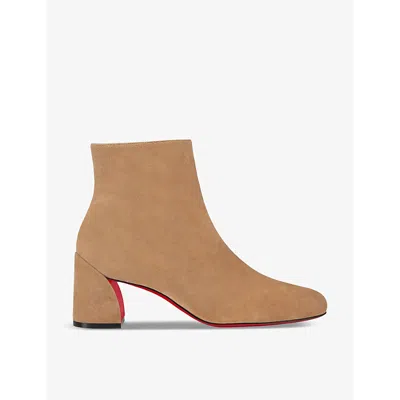 Christian Louboutin Minny Booty 70 Suede Ankle Boots In Lionne