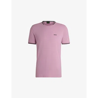 Hugo Boss Paddy Contrast Mens Polo In Light/pastel Purple