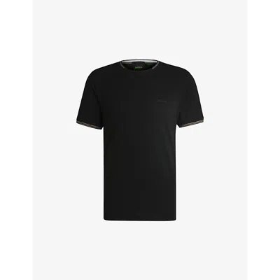 Hugo Boss Mens Black Logo-print Short-sleeve Cotton T-shirt In Black