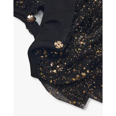 Bob & Blossom Ack Sparkle Layered Ruffled Woven Cape 3-6 Years In Black