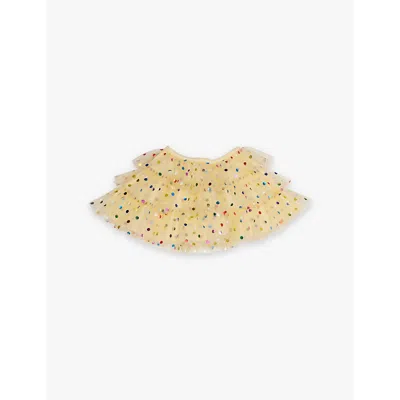 Bob & Blossom Lemon Polka-dot Tulle Woven Cape In Lemon