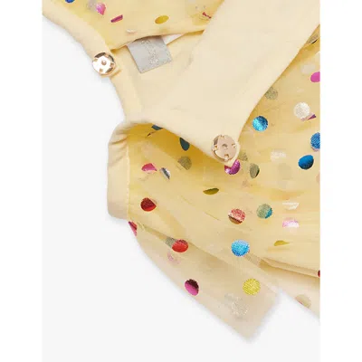 Bob & Blossom Lemon Polka-dot Tulle Woven Cape In Lemon