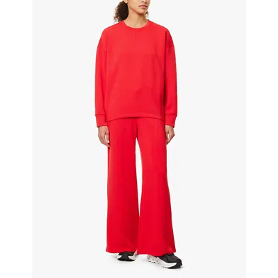 Spanx Womens  Red Airess Mid-rise Wide-leg Stretch-jersey Jogging Bottoms In  Red