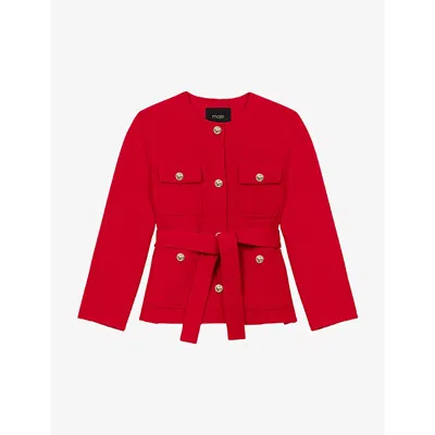 Maje Embossed-button Jacket In Rouges