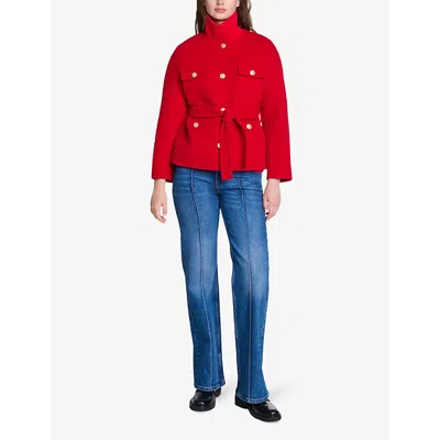 Maje Embossed-button Jacket In Rouges