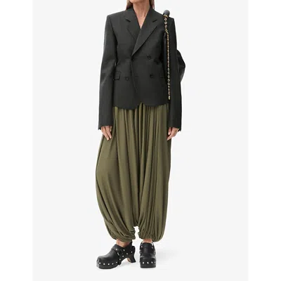 Loewe Wool Twill Double-breasted Blazer In Anthracite Melange