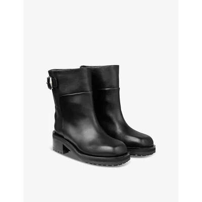 Jimmy Choo Women Brooklyn Ab 50 Leather Boots With Adjustable Strap In Black