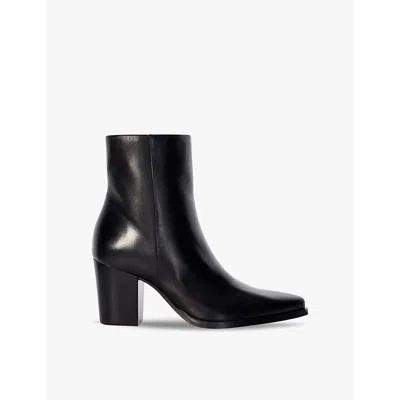 Dune Womens Black Leather Paxten Pointed-toe Leather Ankle Boots In Black Leather