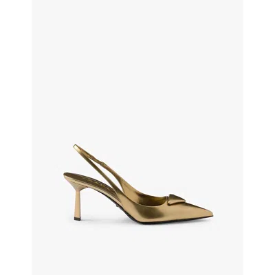 Prada Pointed High-heeled Sandals In Gold/silver