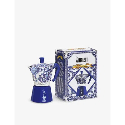 Bialetti Blue Meditteraneo Dolce & Gabbana 6-cup Moka Stovetop Coffee Maker In White / Blue