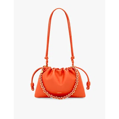 Loewe Womens Vivid Orange Flamenco Medium Leather Shoulder Bag In Vivid Orange