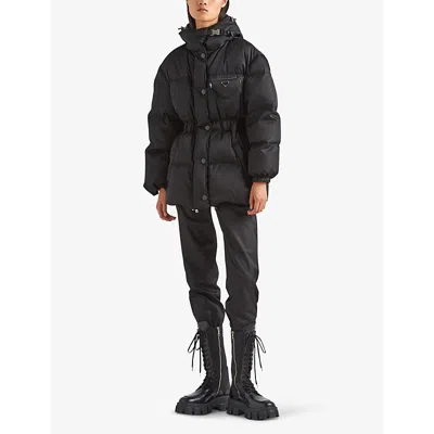 Prada Womens Black Re-nylon Hooded Recycled Nylon-down Jacket In Black