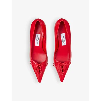 Jimmy Choo Scarlett 50 Leather Heel Pumps In Postbox Red