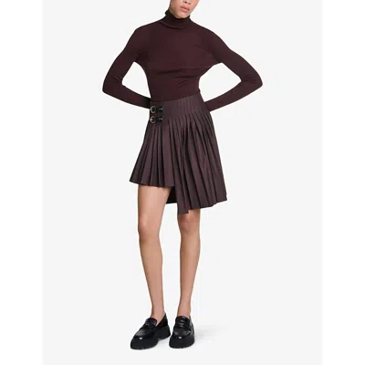 Maje Pull En Laine Et Soie In Bruns