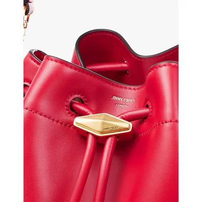 Jimmy Choo Womens Ruby Red/gold Cinch M Leather Shoulder Bag In Ruby Red/gold