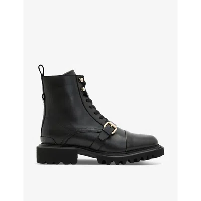Allsaints Tori Leather Boots In Black/warm Bra